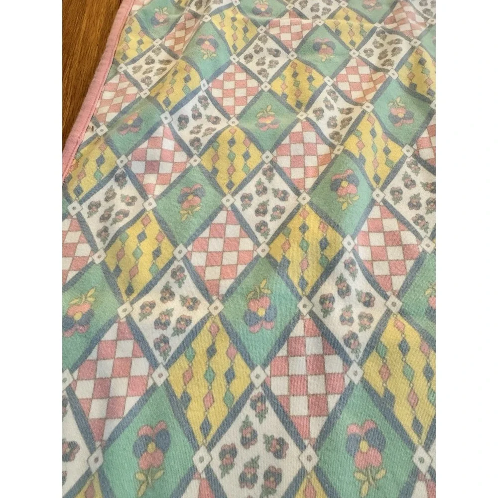 Vintage Gymboree Baby Blanket Pink Patchwork Diamonds Floral Rare 90s Cotton #1